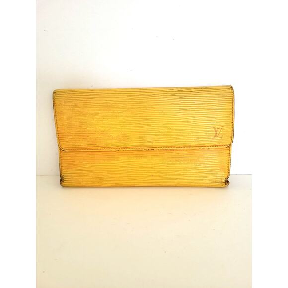 LOUIS VUITTON Vintage International Tresor Trifold Wallet Yellow Purple Epi Larg - Picture 1 of 15